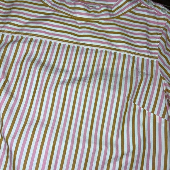 J.Crew striped Funnel-Neck Drop Hem Blouse sz 00 - Picture 4 of 8